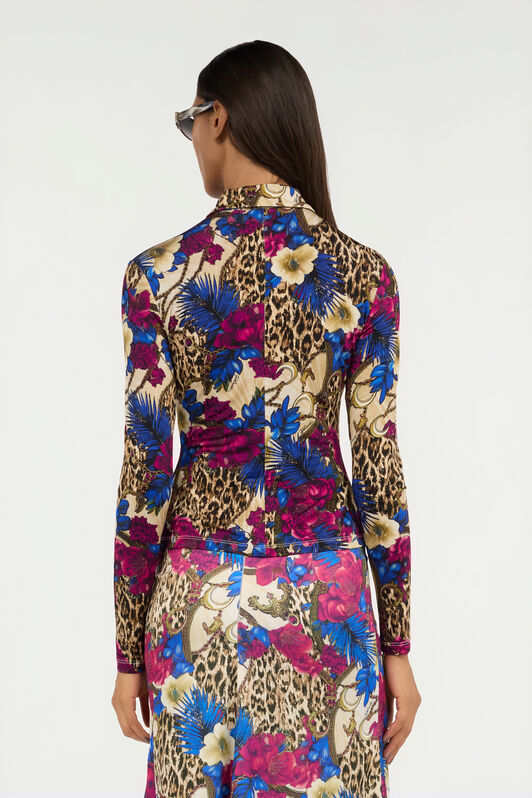 JC Flower Leopard Print Shirt JC Flower Leopard Print Shirt 700 BEIGE + 343 CILI VFT234-VF381