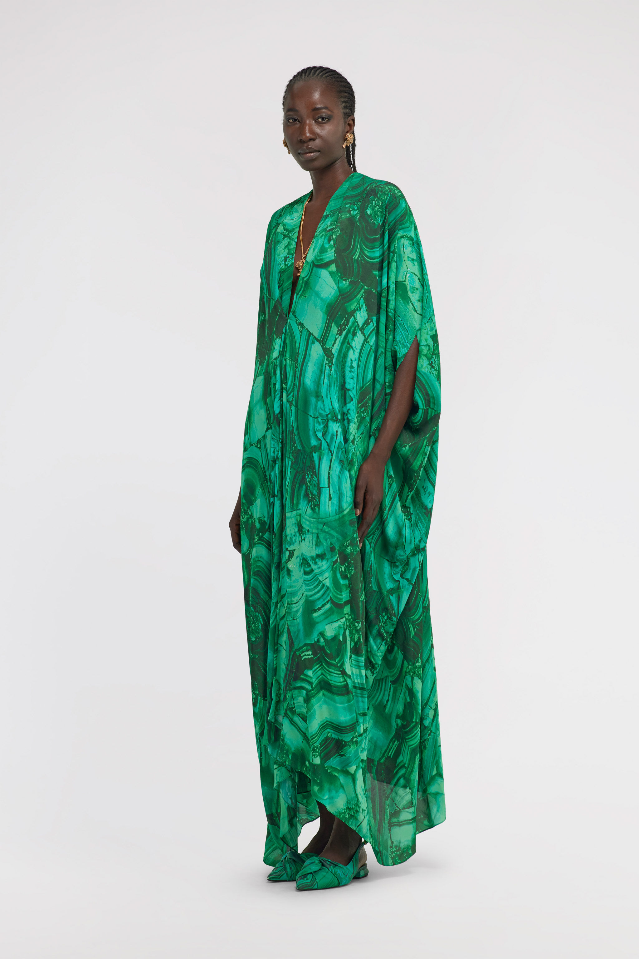 RC Malachite Print Long Kaftan RC Malachite Print Long Kaftan Green TKT181-7HN06