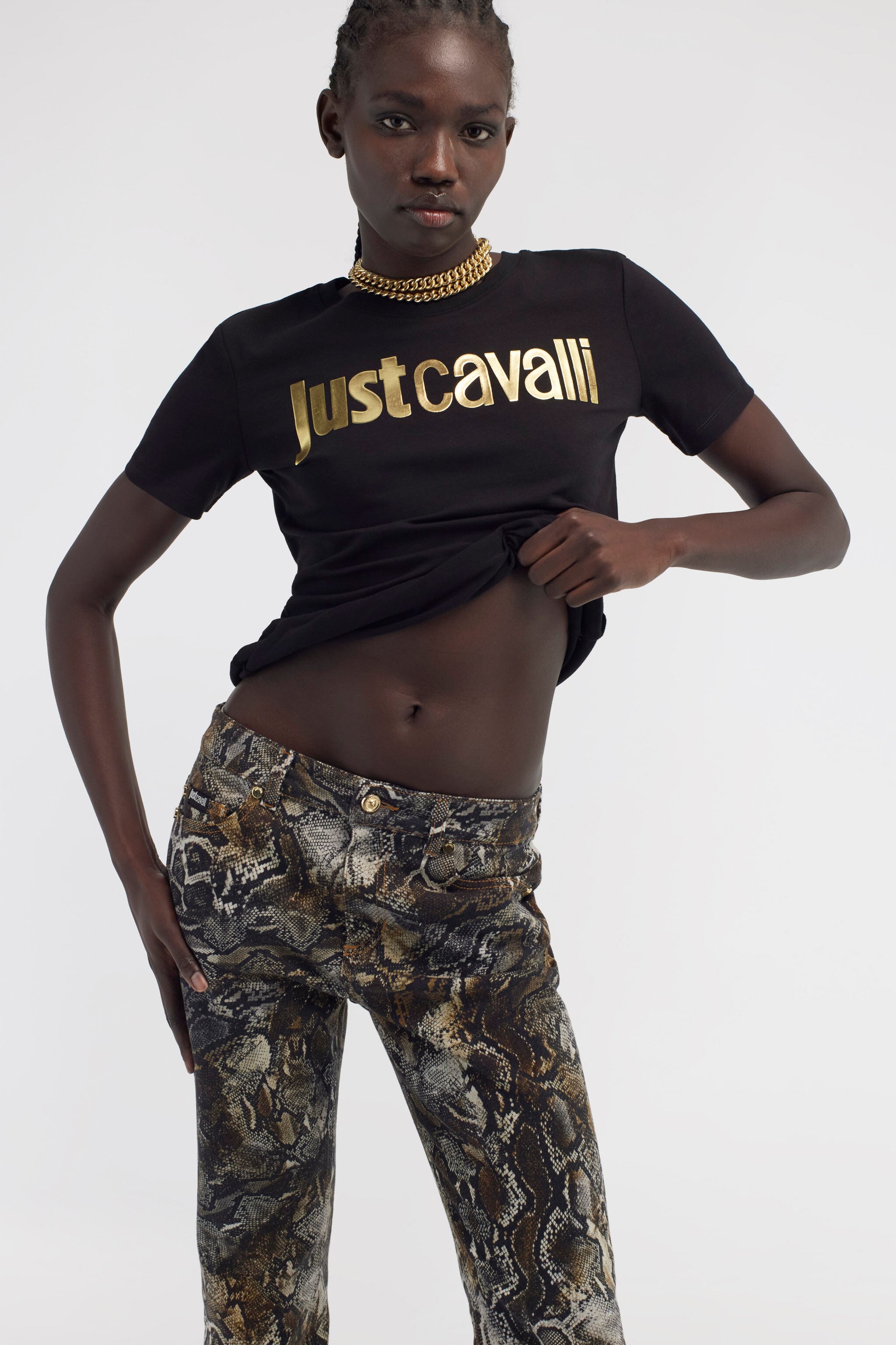JC Just Cavalli Logo T-Shirt JC Just Cavalli Logo T-Shirt Black RKT867-RK373