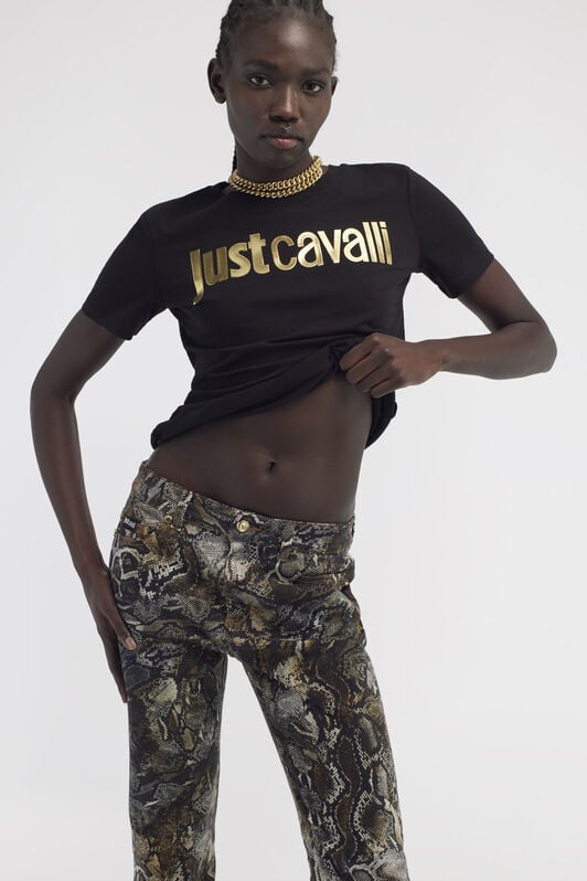 JC Just Cavalli Logo T-Shirt JC Just Cavalli Logo T-Shirt Black RKT867-RK373