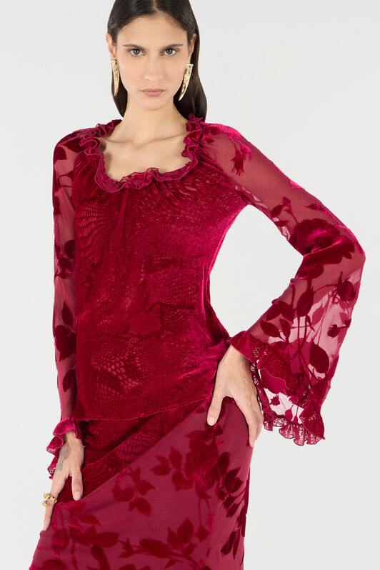 RC Sweater With Rose And Python Pattern RC Sweater With Rose And Python Pattern Red UKT603-VNN53