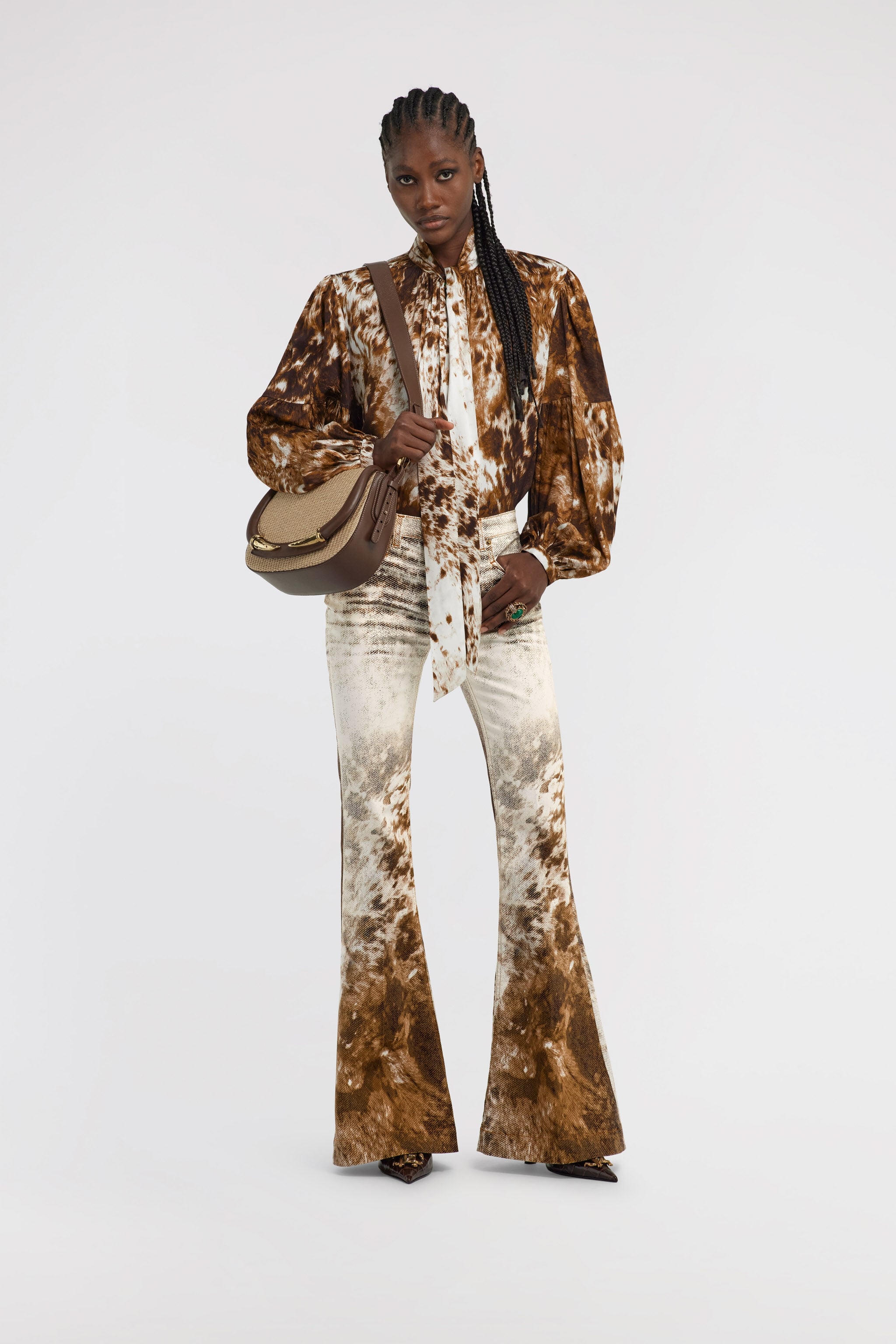 CLASS Roberto Cavalli レザー ジャケット レース ビジュー Appaloosa Print Jeans in Brown for Women | Roberto Cavalli®