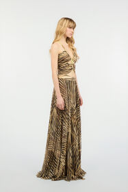 JC Extra-Long Dress With Tiger Skin Print Light Brown UFT176-UF242