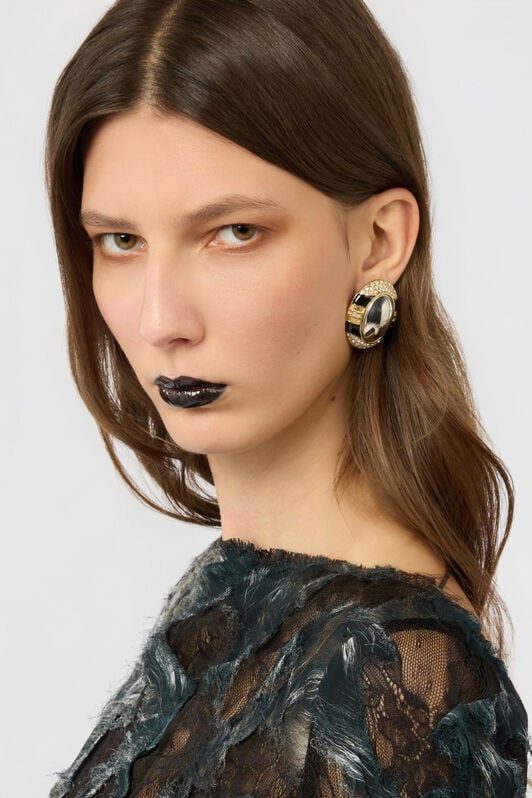 RC Earrings Gold BLACK/PALL/CRY/GOLD XWG001-AM011