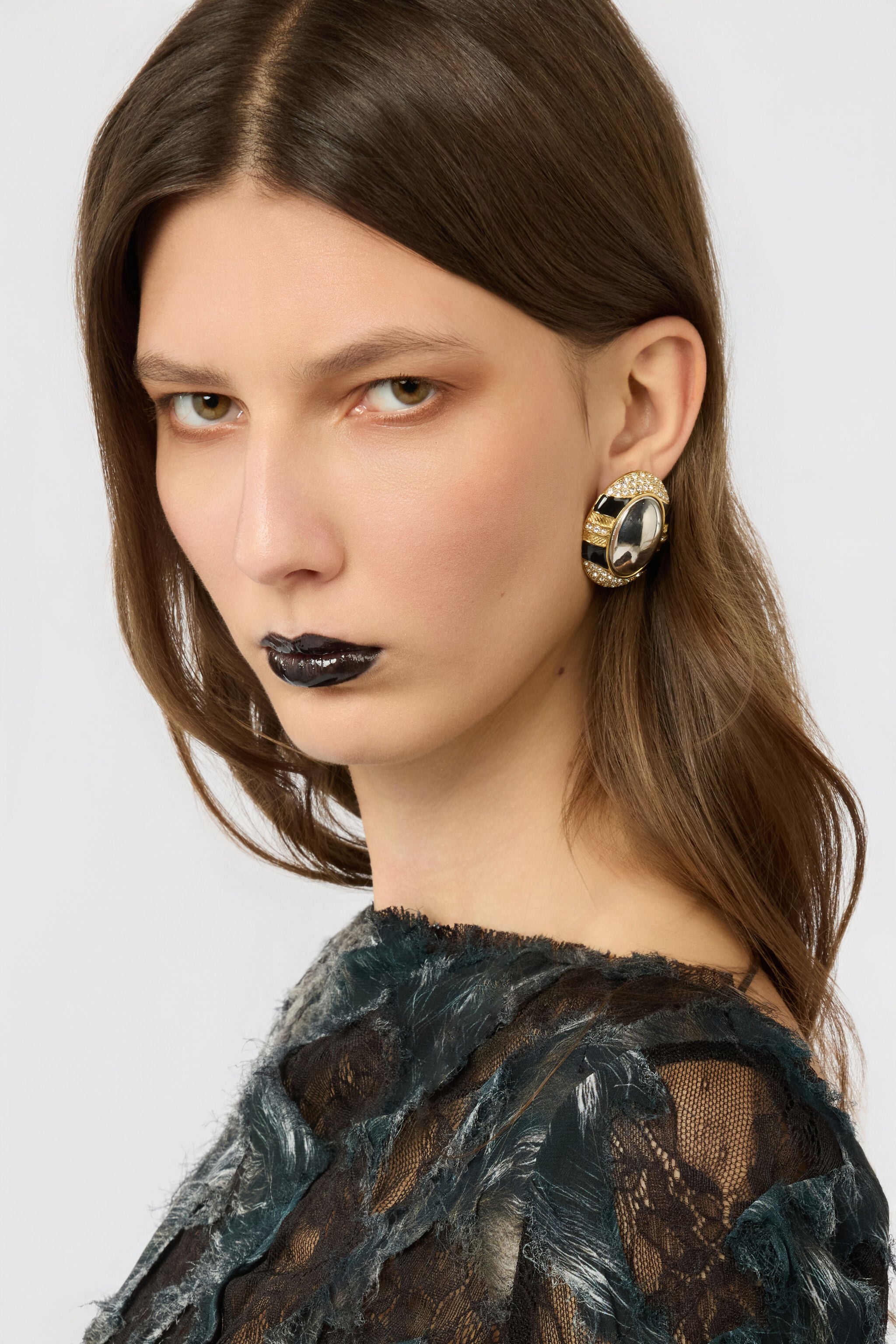 RC Earrings Gold BLACK/PALL/CRY/GOLD XWG001-AM011