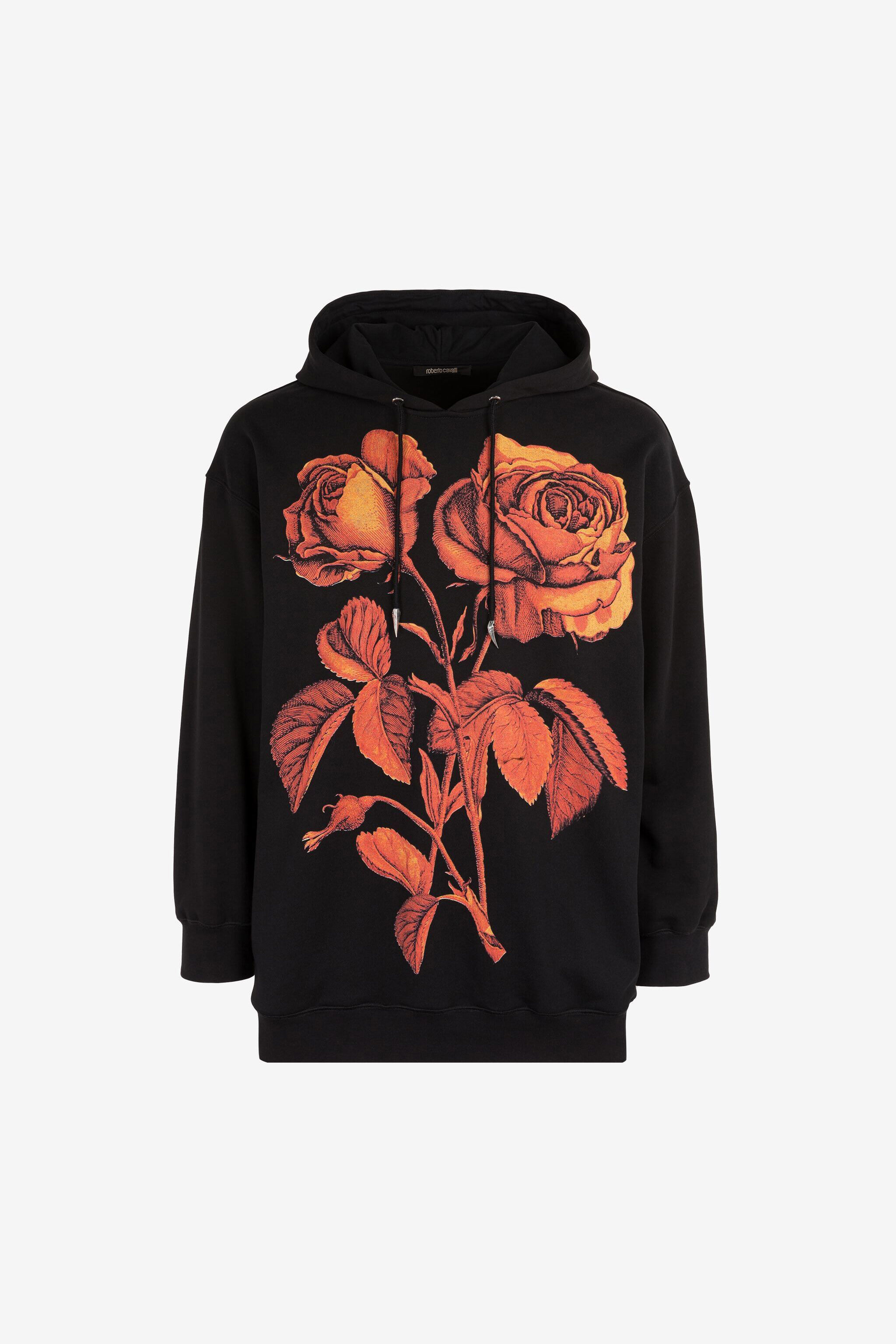 RC Rose-Print Cotton Hoodie RC Rose-Print Cotton Hoodie Black PNT69Q-CF050