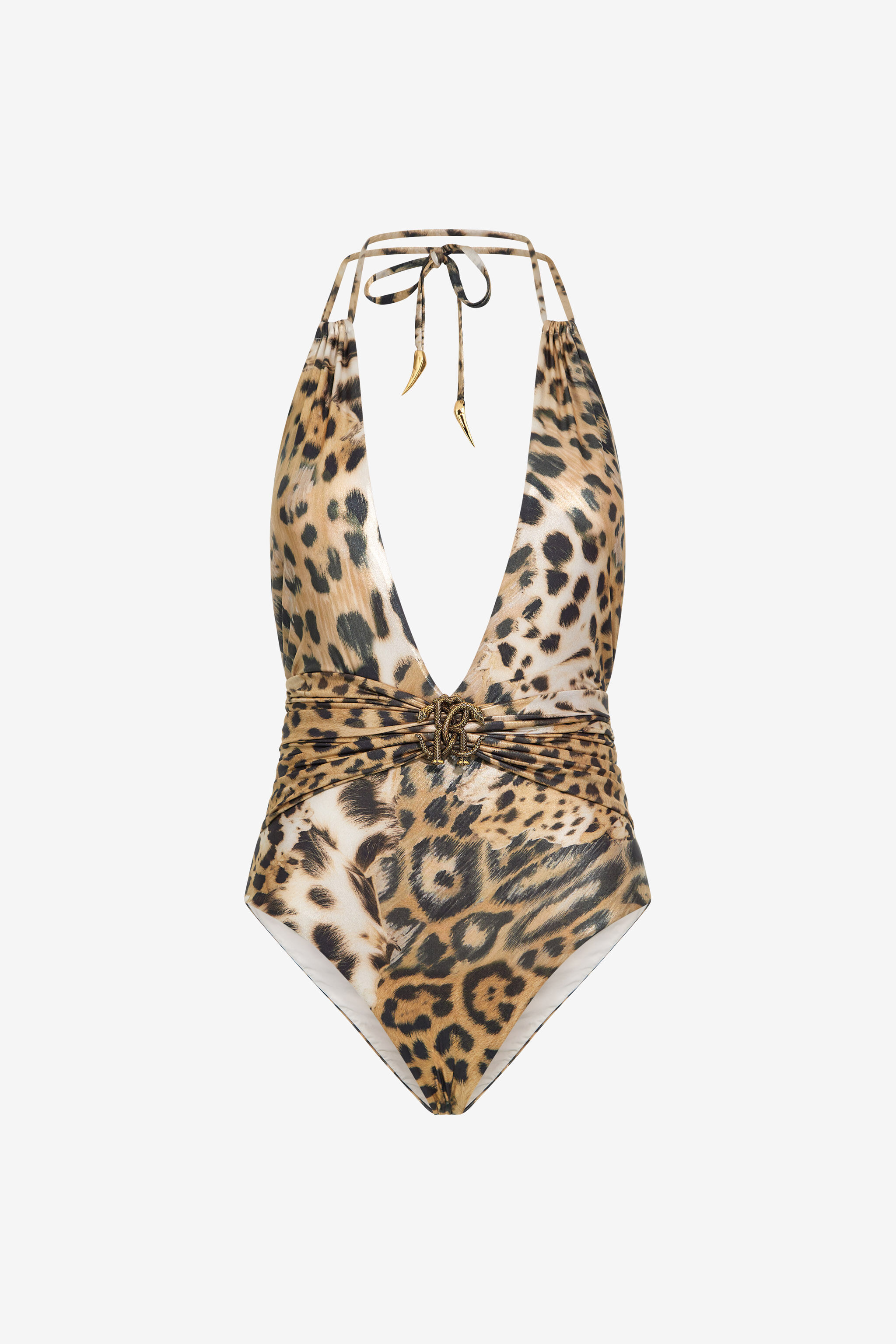 One-piece swimsuit with Jaguar Skin print in Light Brown for Women