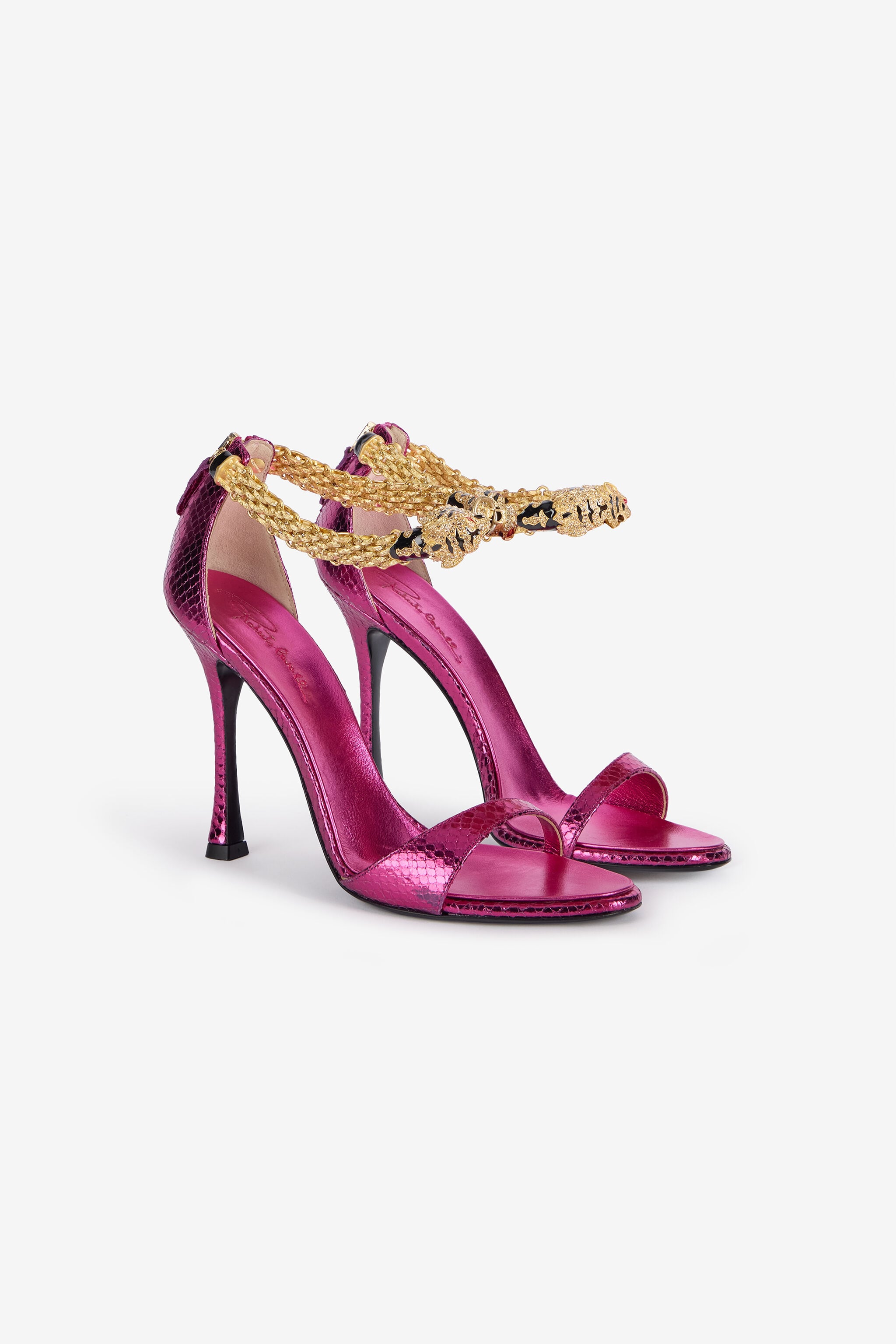 RC Metallic-Sandalen mit Absatz und Tigern RC Metallic-Sandalen mit Absatz und Tigern Fuchsia UKS030-PZ579