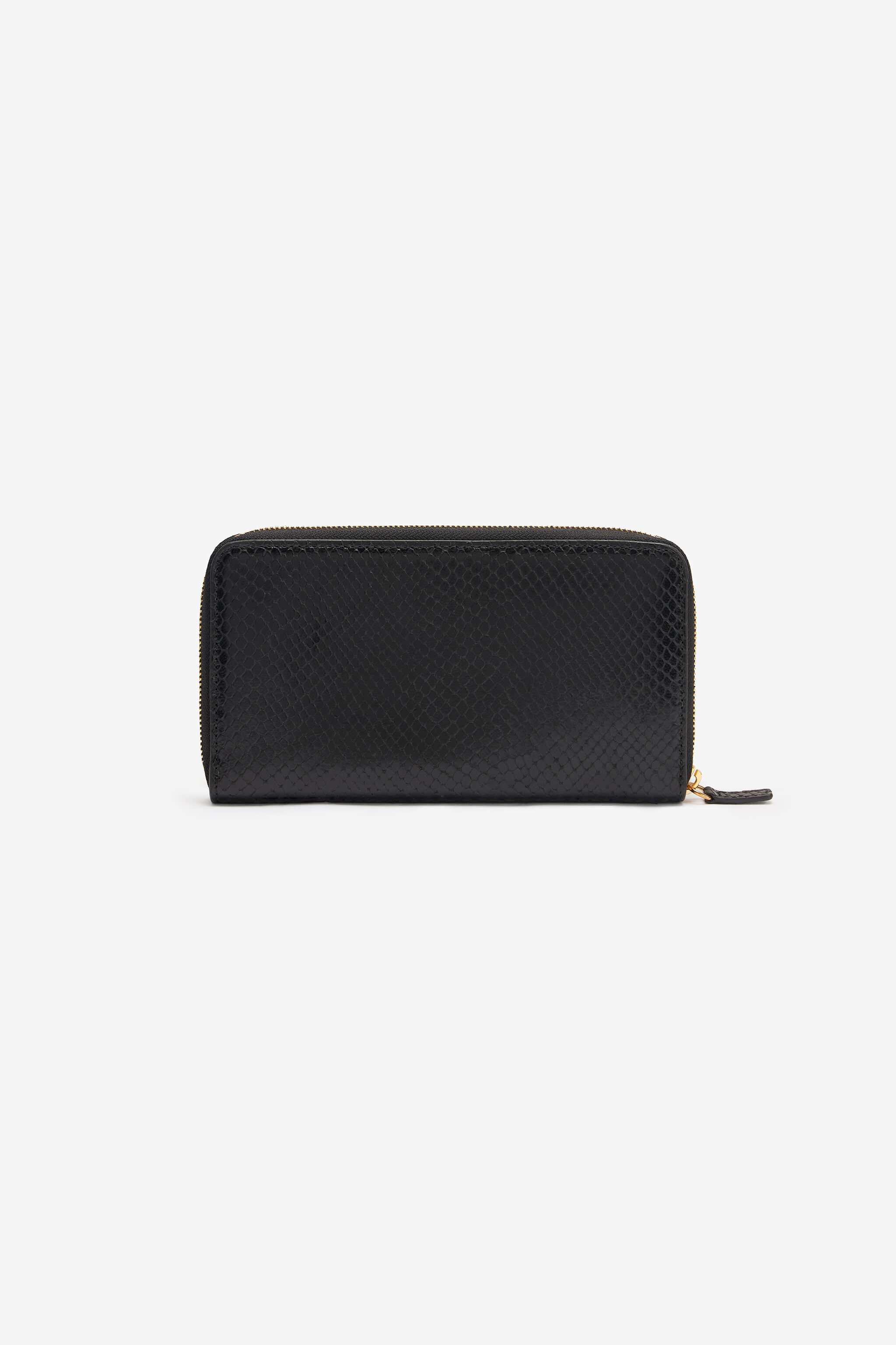 Snake Scale-Effect Wallet in Black for Women | Roberto Cavalli®