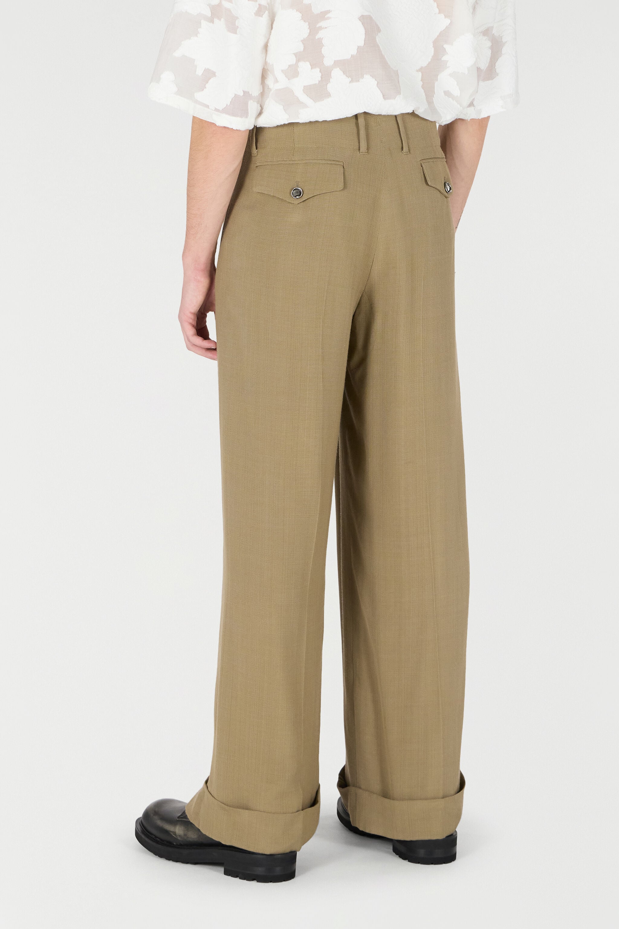 RC Palazzo Pants With Pleat Detail RC Palazzo Pants With Pleat Detail Brown URT245-VI045