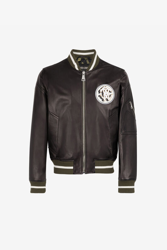 RC Mirror Snake Leather Bomber Jacket RC Mirror Snake Leather Bomber Jacket Black RRP812-PFF01