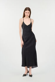 RC Silk Dress With Tiger Skin Pattern BLACK POT10A-2NQ88