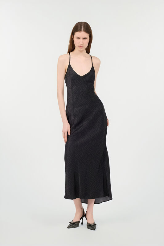 RC Silk Dress With Tiger Skin Pattern BLACK POT10A-2NQ88