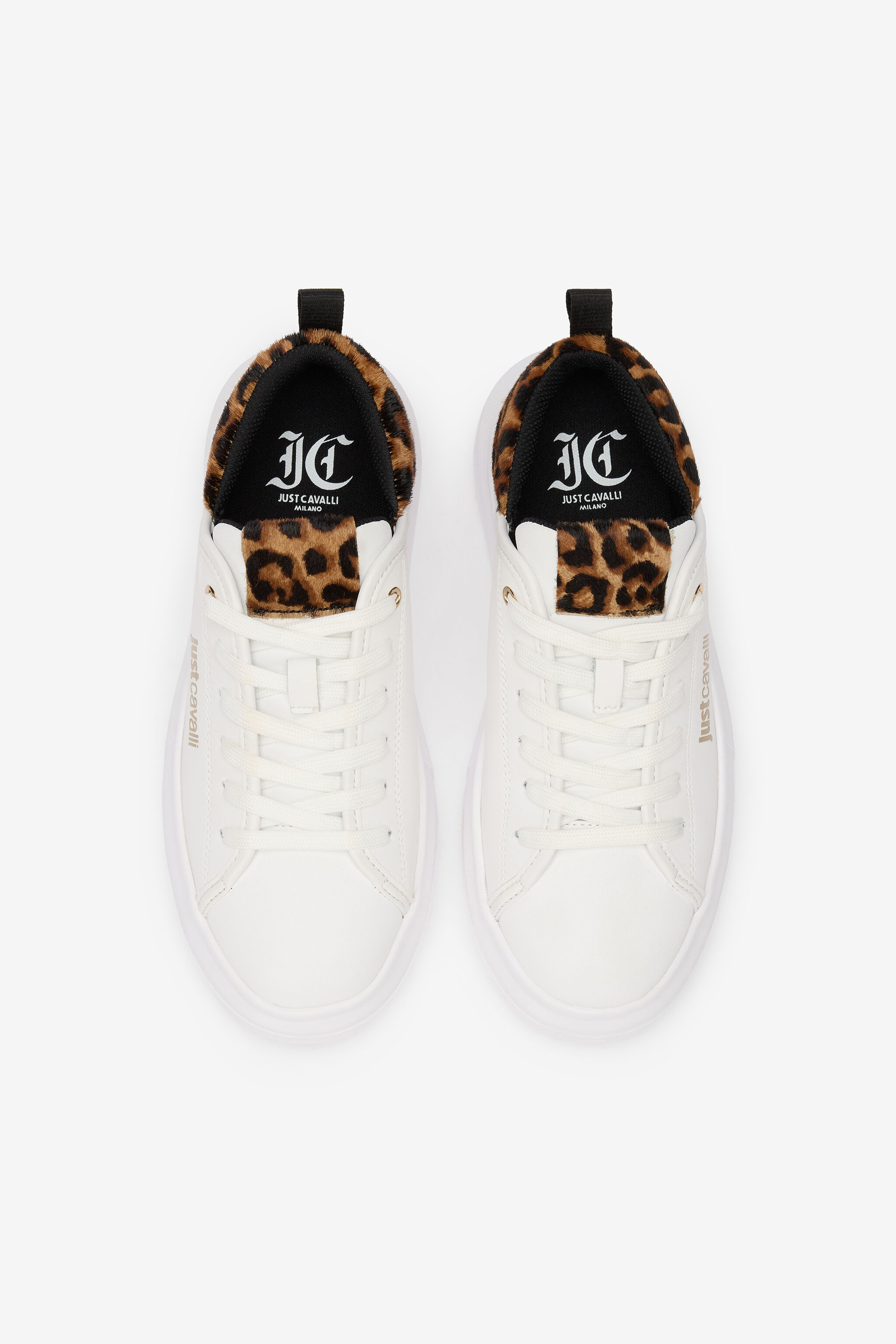 JC White Sneakers With Leopard Detail JC White Sneakers With Leopard Detail WHITE VFS077-VF605