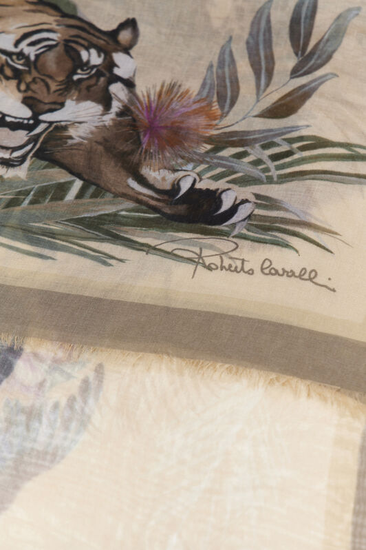 RC Roberto Cavalli Stole with tiger print SAND SYI00C-OBL57