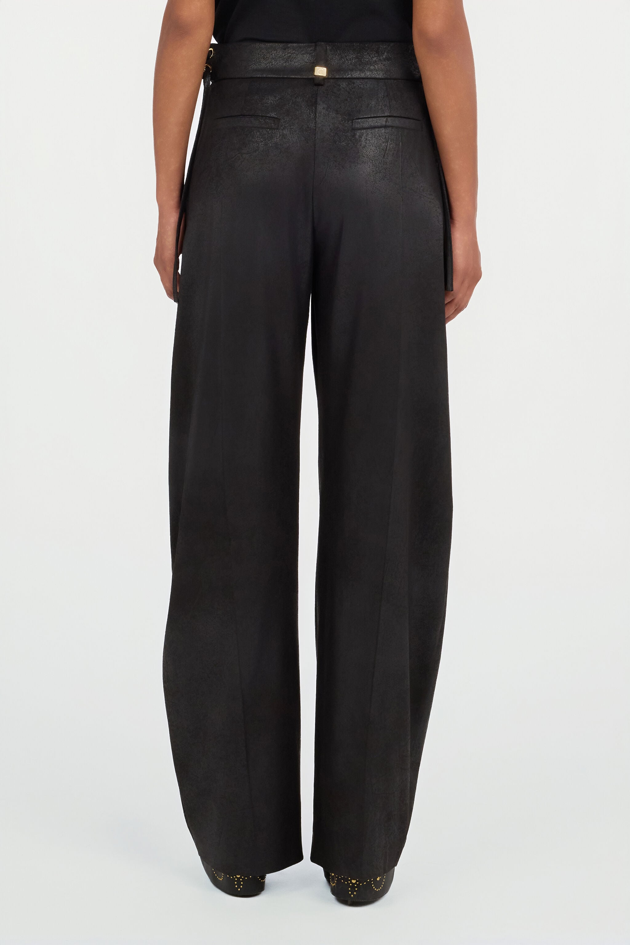JC Black Wide-Leg Trousers With Tie Details JC Black Wide-Leg Trousers With Tie Details BLACK VFT155-VF234
