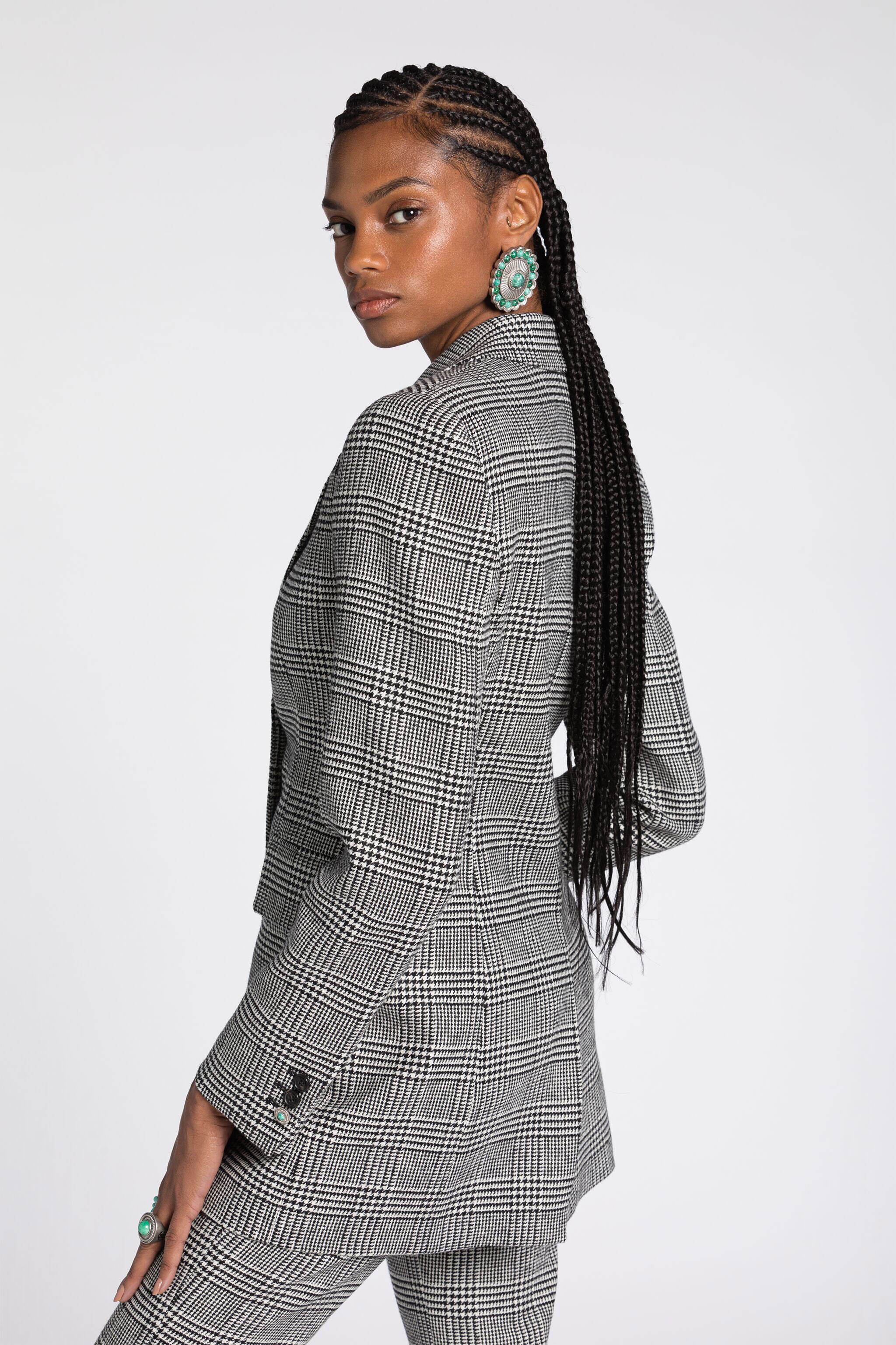 RC Houndstooth Single-Breasted Blazer RC Houndstooth Single-Breasted Blazer Black/White RKT405-GA007