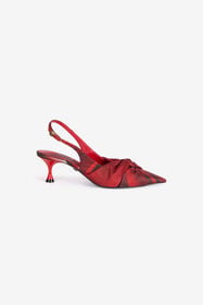 RC Slingbacks À Imprimé Roses Et Détail Noué Rouge UKS012-SE380