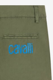 JU Logo-Print Cotton Cargo Trousers Dark green QJT232-CE035