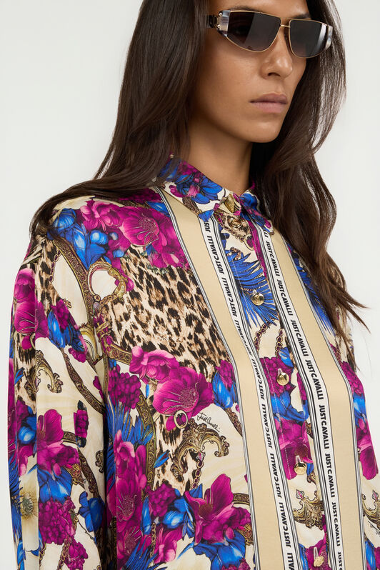 JC Flower Leopard Print Shirt JC Flower Leopard Print Shirt 700 BEIGE + 343 CILI VFT226-VF373
