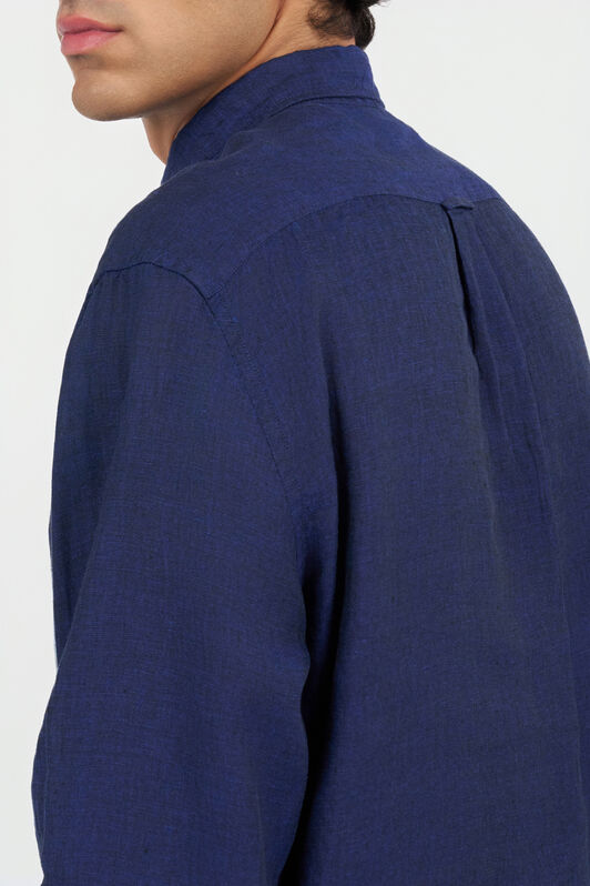 RC Blue Linen Shirt With Monogram RC NAVY QOT70I-LG018