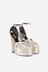 RC Caged leather platform sandals Ivory RKS008-FLR01