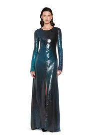 RC Liquid paillettes evening dress RED/BRONZE HWR117-RT029