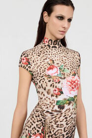RC Jaguar Roses Print Mini Dress NATURAL XQT159-LNT24