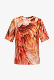RC T-shirt In Seta Stampa Plumange Arancione SWT644-4QL71