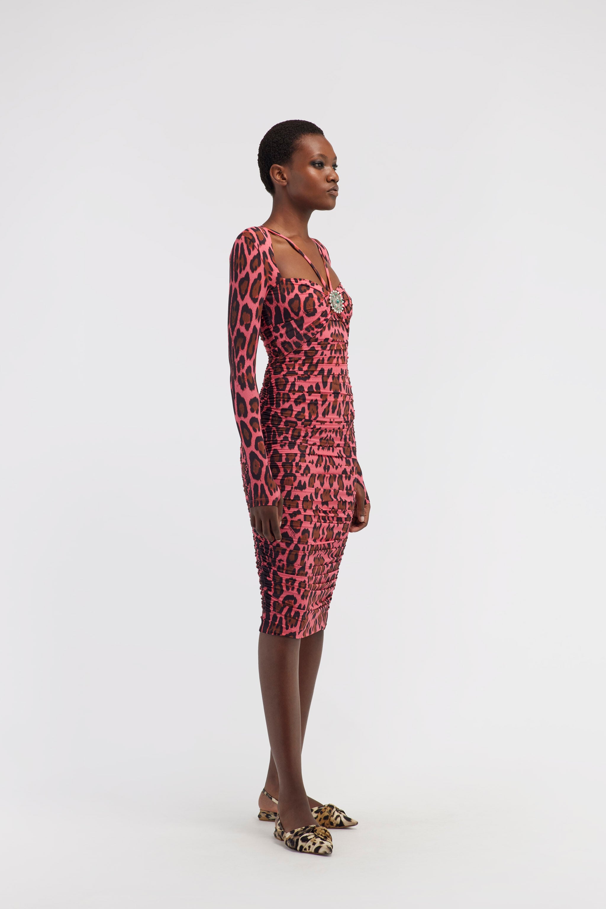 RC Midi-Kleid mit Leopardenmuster RC Midi-Kleid mit Leopardenmuster Fuchsia RWT171-LNI13