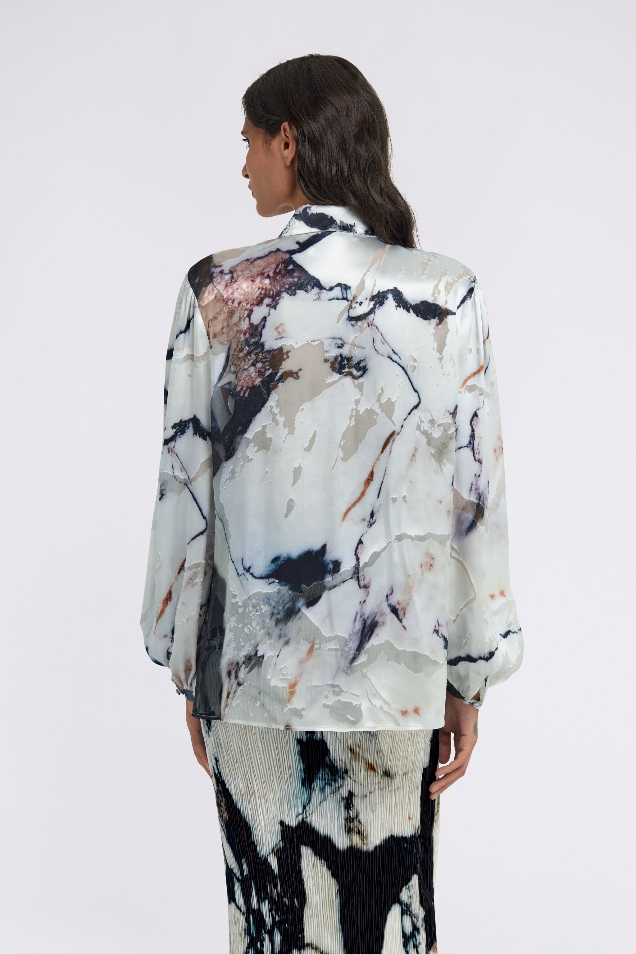 RC Marble print blouse Negro/Blanco TWT700-HEN18