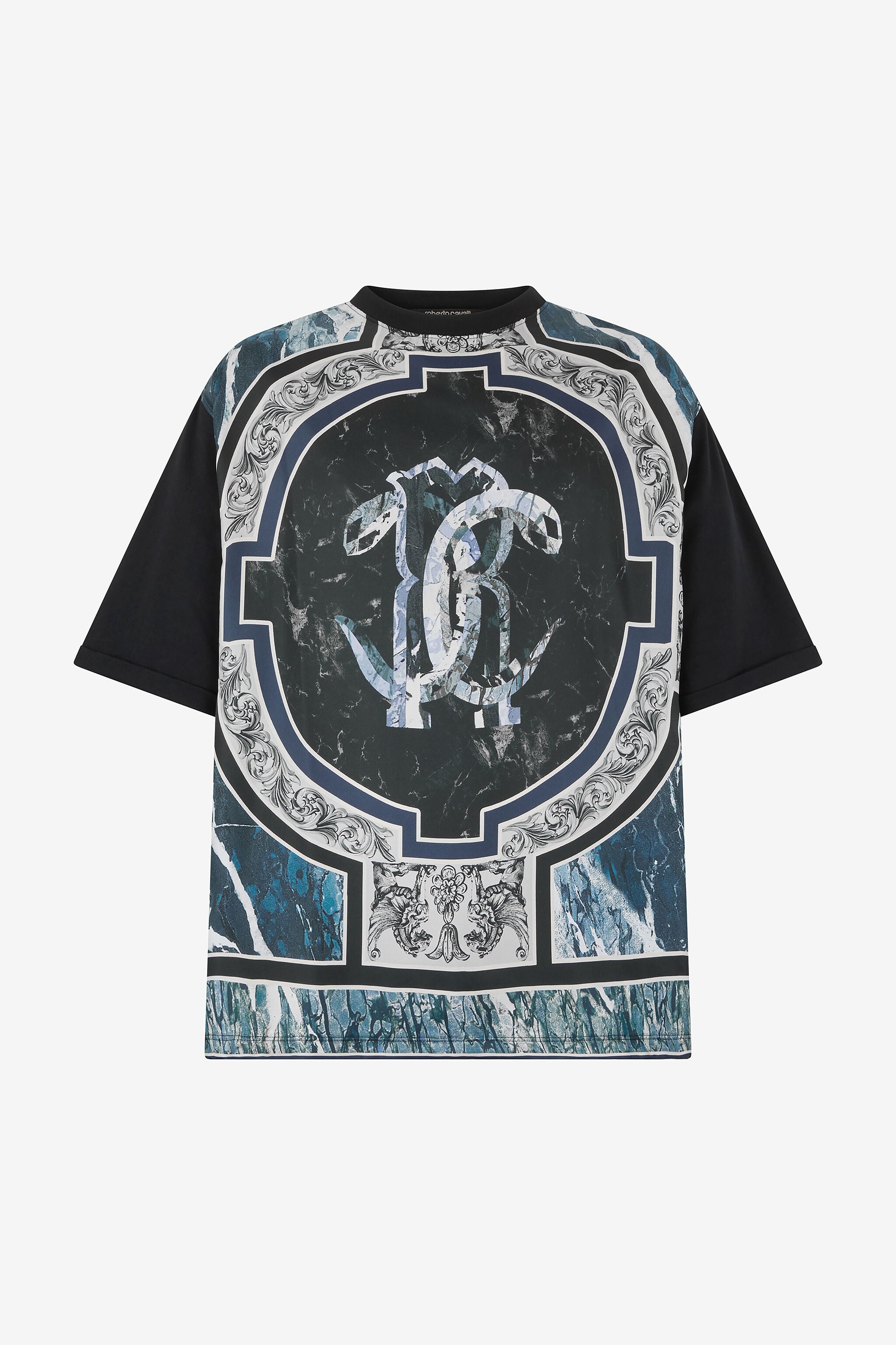 RC T-Shirt With Marble Print And Decorations RC T-Shirt With Marble Print And Decorations Dark blue URT62A-4QN85