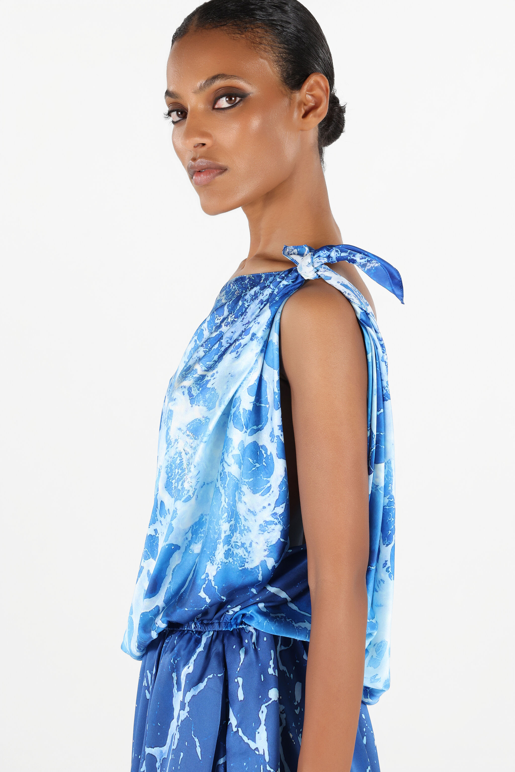 RC One-Shoulder Stretto di Messina Dress RC One-Shoulder Stretto di Messina Dress Blue UWT127-RYN94