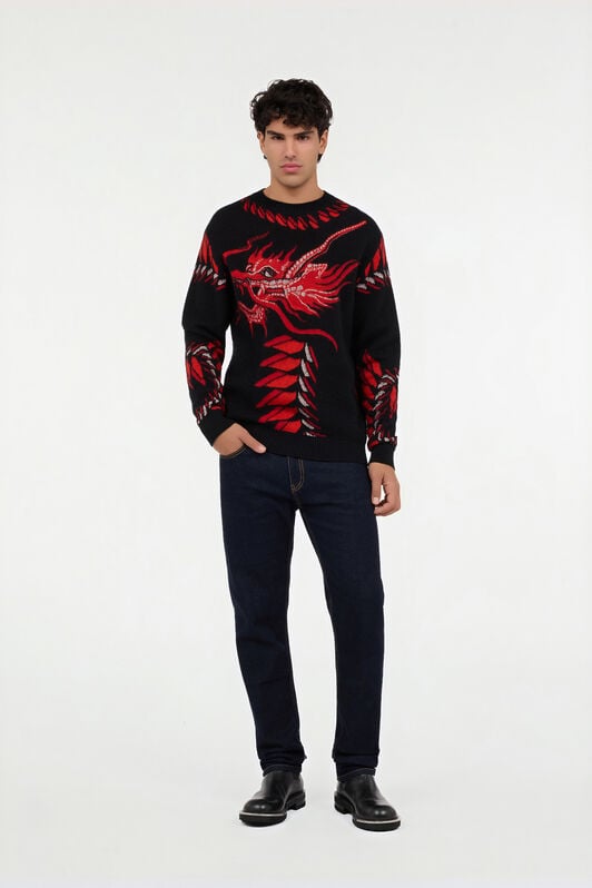 RC Black Sweater with Red and White Dragon RC Black Sweater with Red and White Dragon BLACK WHITE RED VNM603-MQ013