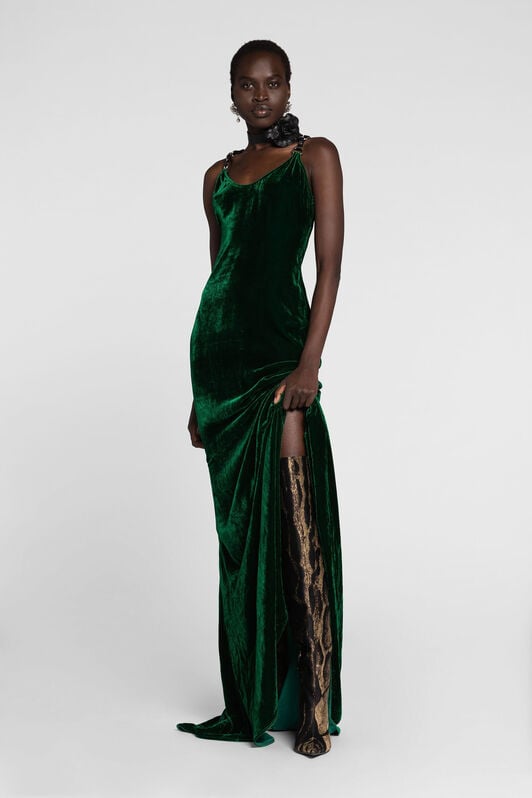 RC Velvet Maxi Dress RC Velvet Maxi Dress Dark green PWT111-VL067