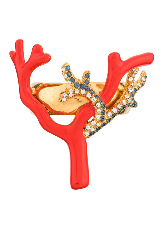 HO Crystal-Embellished Coral Napkin Holder HO Crystal-Embellished Coral Napkin Holder Oro 236720-CCR02