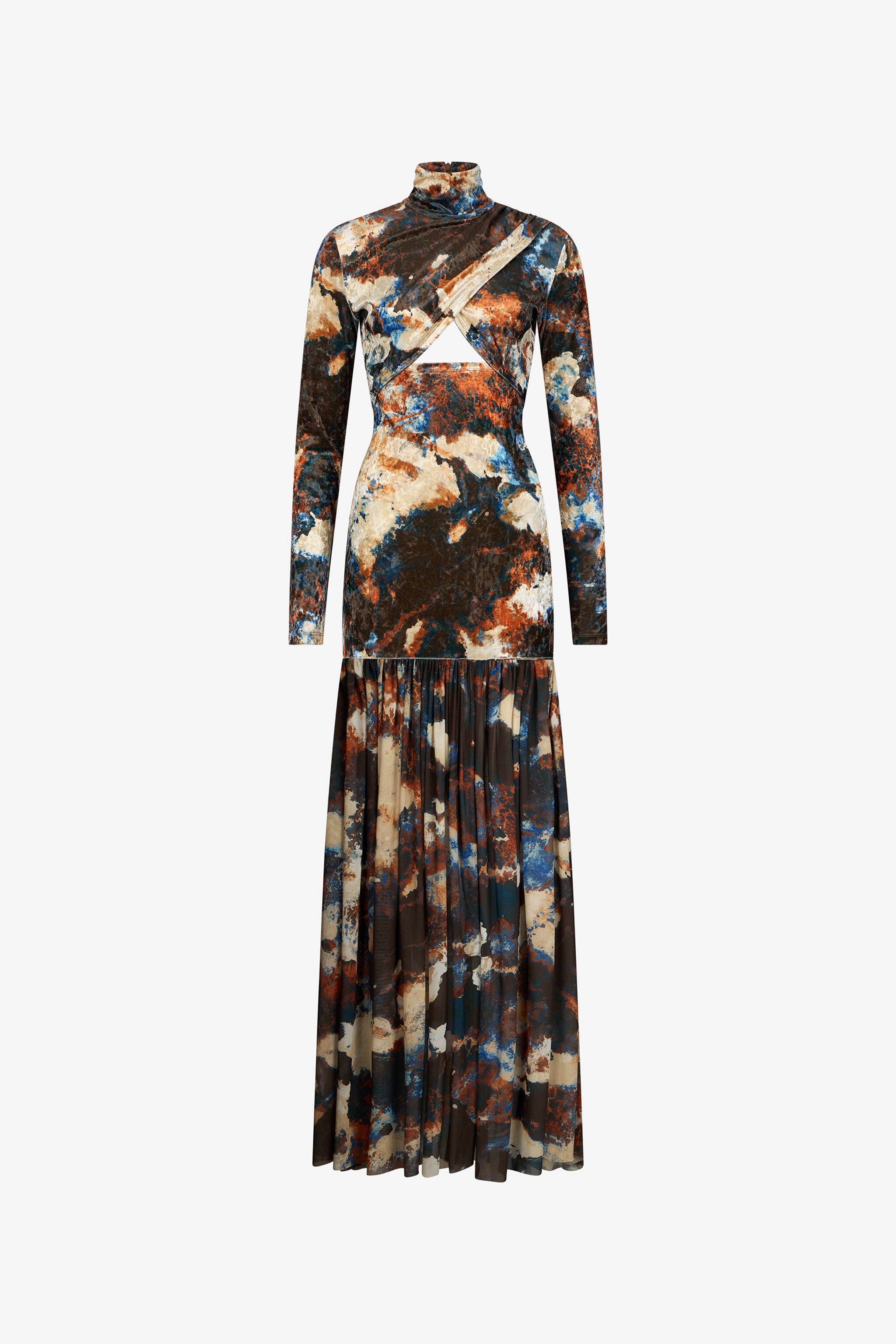 JC Estampado Rusty Stain Vestido Maxi MULTICOLOR SCURO VFT279-VF429