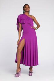 RC Vestido drapeado con un solo hombro Morado RKT116-JJ051