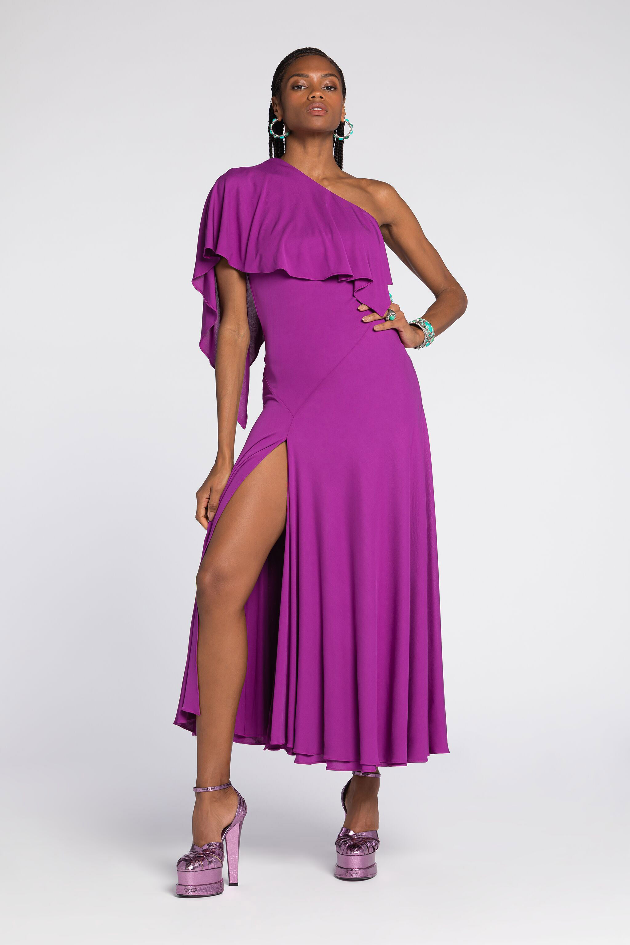 RC Drapiertes One-Shoulder-Kleid RC Drapiertes One-Shoulder-Kleid Lila RKT116-JJ051