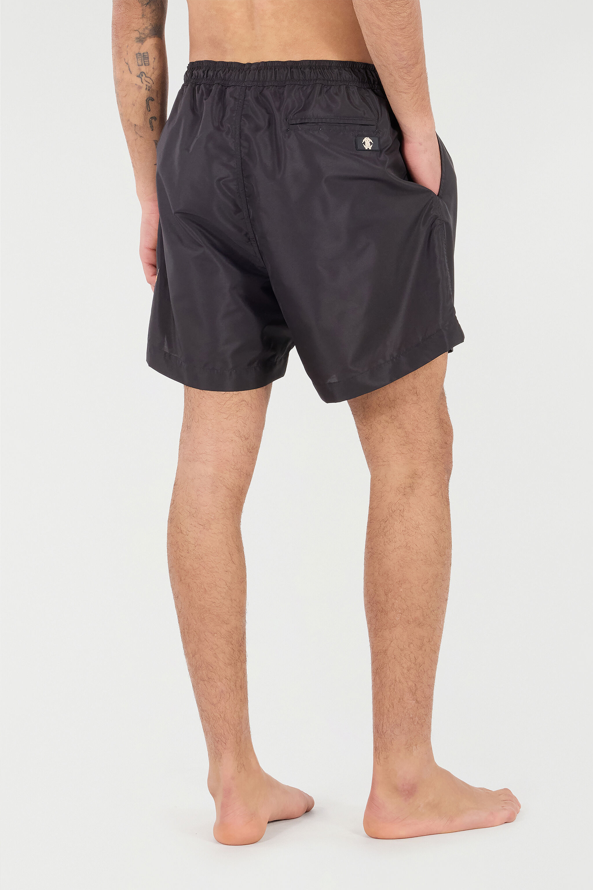 Monogram And Fang Swim Shorts in Black for Men | Roberto Cavalli®