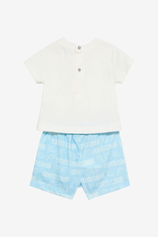 JU Branded T-Shirt And Shorts Set JU Branded T-Shirt And Shorts Set Light blue UJT824-JD001