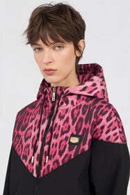 CL Blouson Bomber à Capuche en Imprimé Léopard Black/pink RXT40J-SB001
