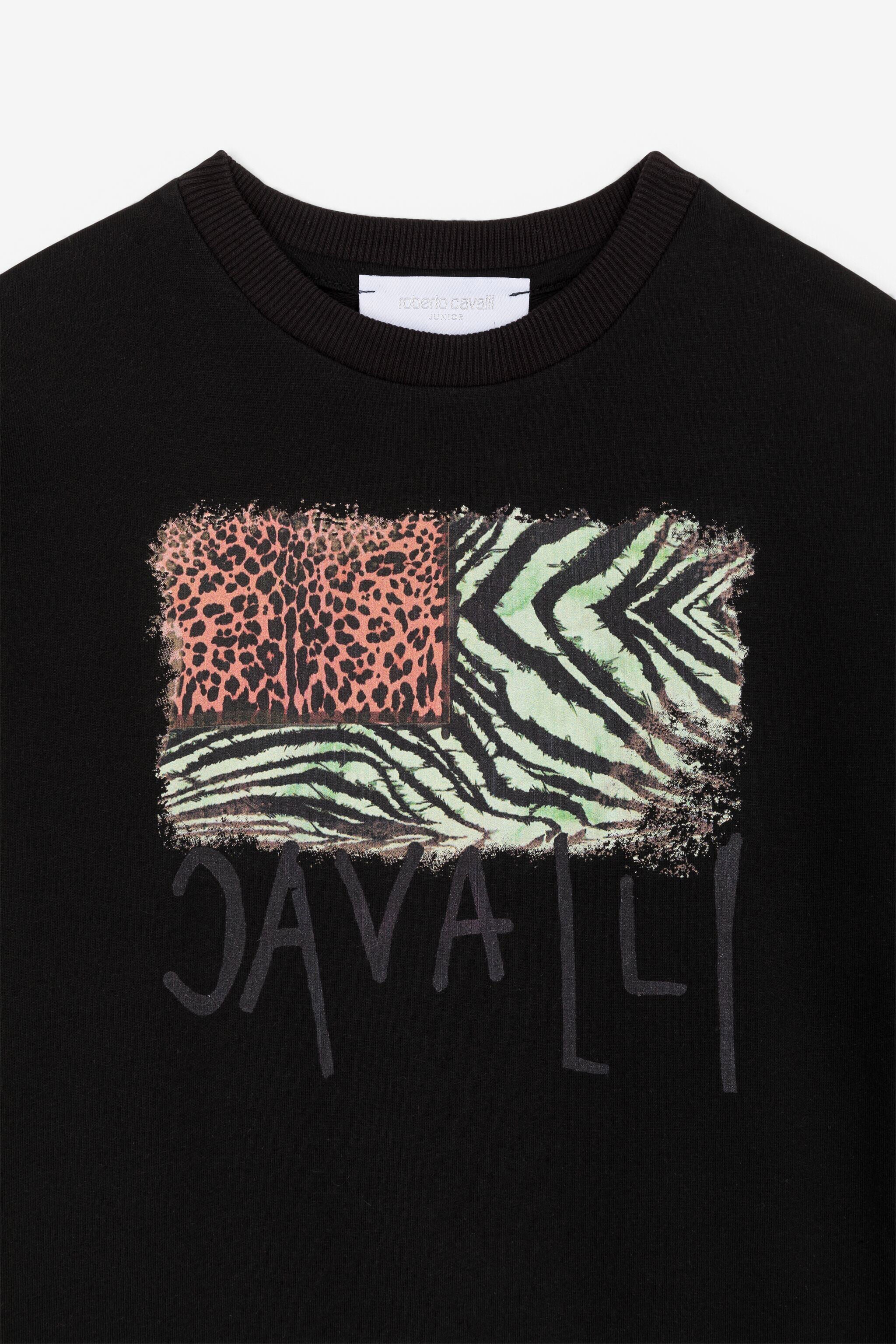 JU Animalier Patchwork-Print Sweatshirt JU Animalier Patchwork-Print Sweatshirt Black OJT902-ISA2J