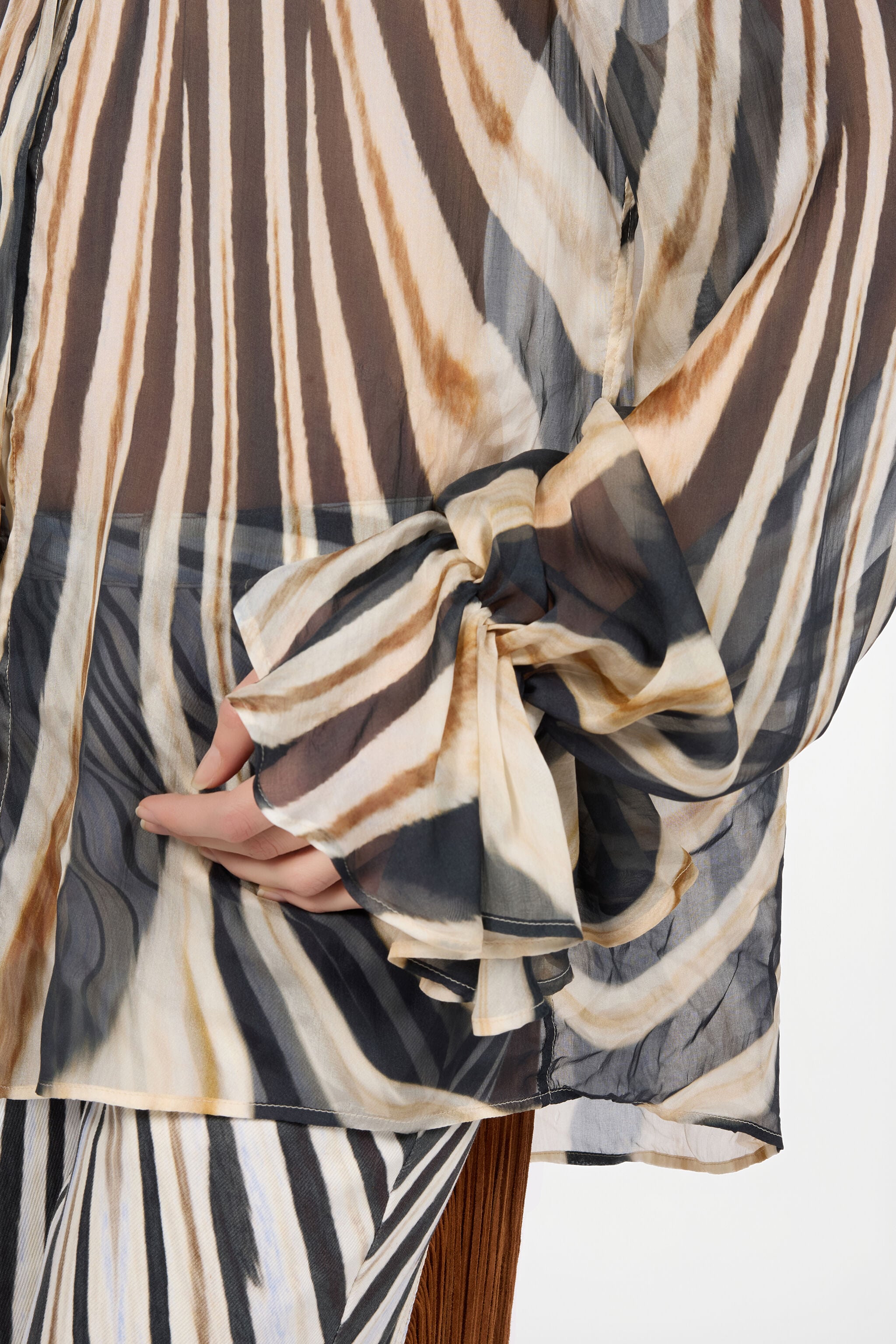 Zebra Print Silk Shirt in NATURAL/BLACK for Women | Roberto Cavalli®