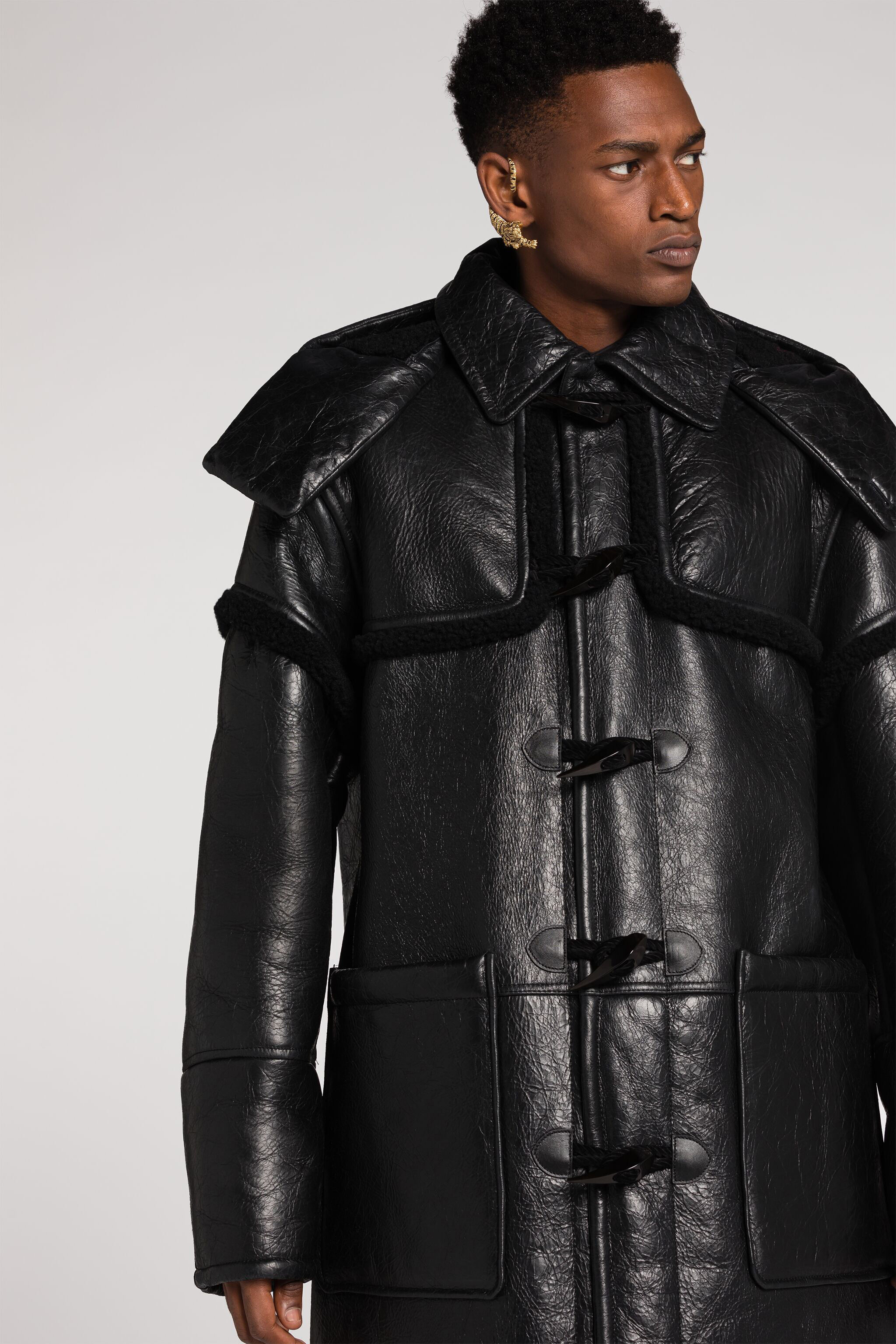 RC Leather Duffle Coat RC Leather Duffle Coat Black RRP402-ZC020