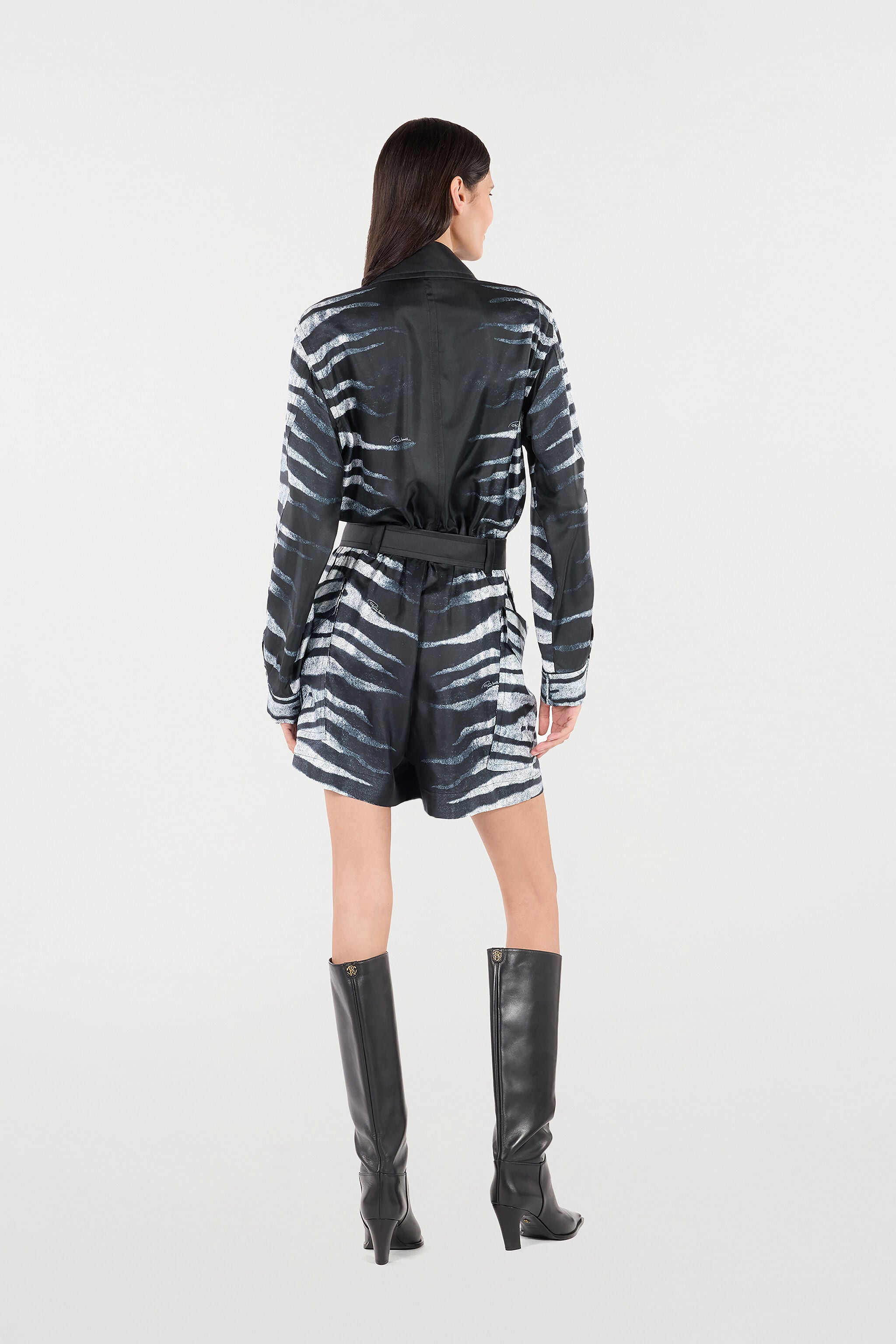 RC Short Silk Dress With Zebra Print RC Short Silk Dress With Zebra Print Black/White UKT163-4QN50
