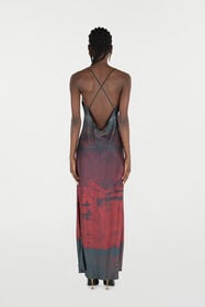 RC Long Slip Dress With A Mottled Effect Black/Red VQT102-4QP69