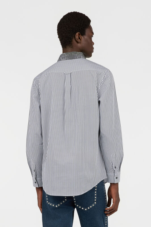 RC White Shirt with Striped Contrast Collar RC White Shirt with Striped Contrast Collar BLACK TOT70D-CH032