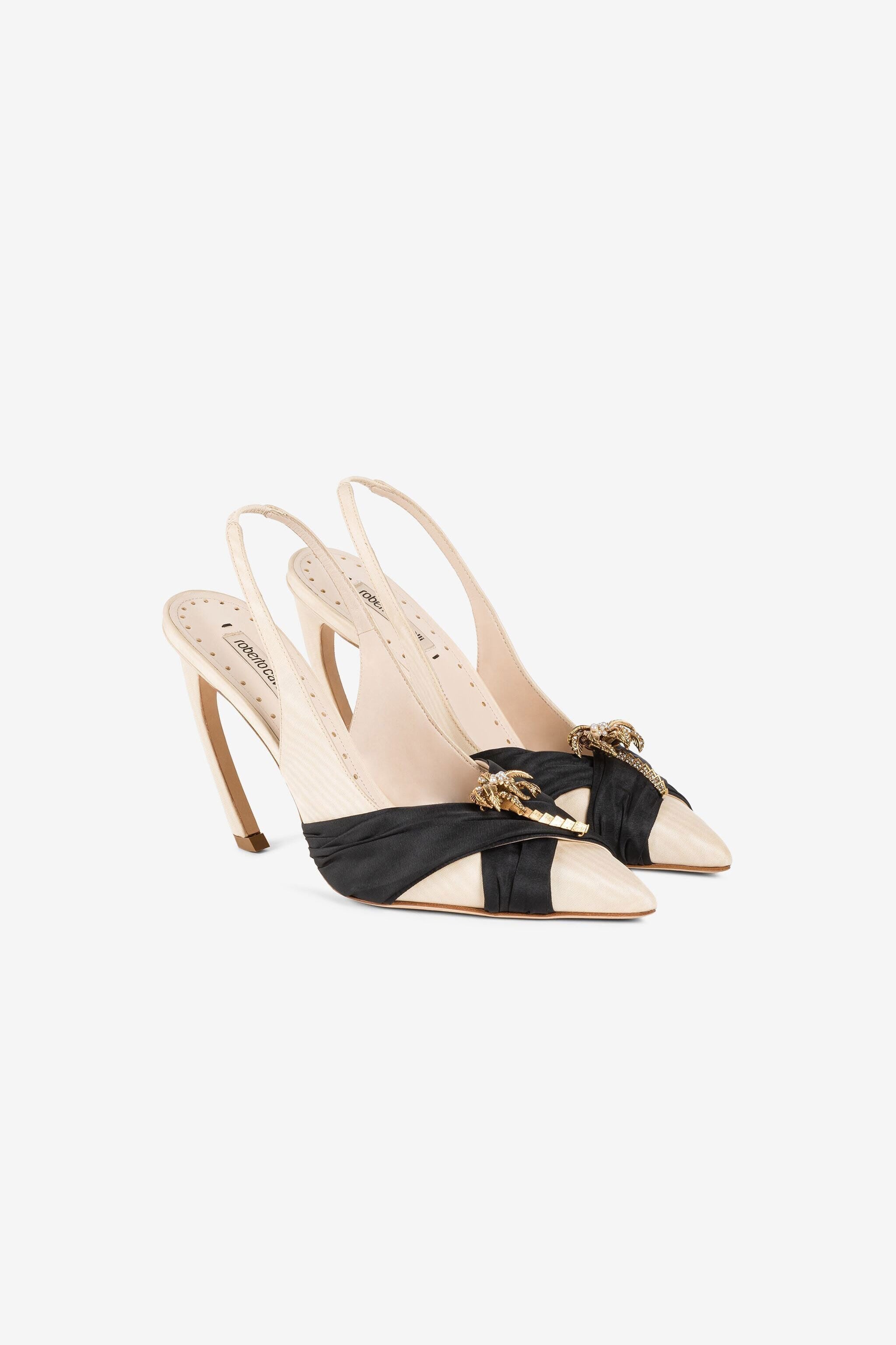 RC Escarpins à bride arrière Ivoire/Noir QWS012-TL001