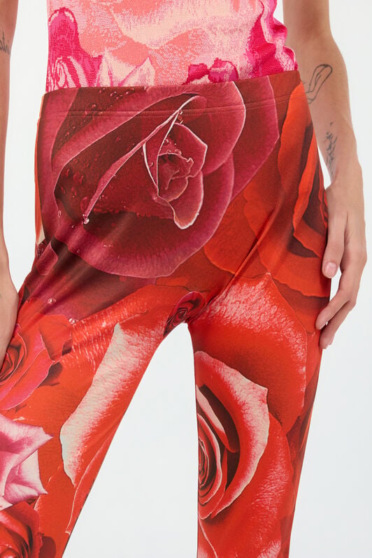 RC Leggings With Garden Rose Print RC Leggings With Garden Rose Print Red UKT25B-OON48